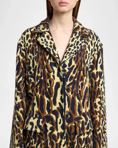 Marni Leopard Knit Wool-Cashmere Single-Breasted Coat | Thumbnail 5 Marni Leopard Knit Wool-Cashmere Single-Breasted Coat | Thumbnail 5
