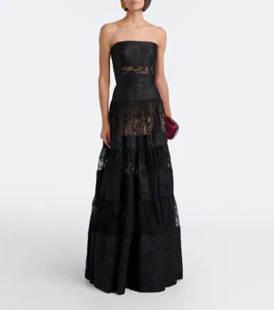 Elie Saab Lace-trimmed floral jacquard gown | Thumbnail 3 Elie Saab Lace-trimmed floral jacquard gown | Thumbnail 3