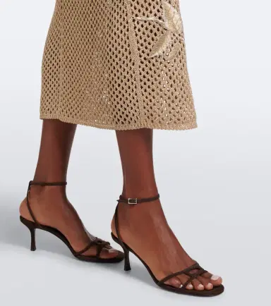 Oscar de la Renta Floral-appliqué open-knit midi dress | Thumbnail 2 Oscar de la Renta Floral-appliqué open-knit midi dress | Thumbnail 2