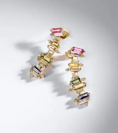 Suzanne Kalan 18kt gold drop earrings with sapphires and diamonds | Thumbnail 5 Suzanne Kalan 18kt gold drop earrings with sapphires and diamonds | Thumbnail 5