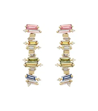 Suzanne Kalan 18kt gold drop earrings with sapphires and diamonds | Thumbnail 1 Suzanne Kalan 18kt gold drop earrings with sapphires and diamonds | Thumbnail 1