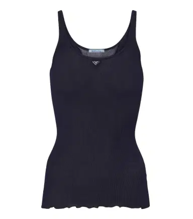 Prada Ribbed-knit silk tank top | Thumbnail 1 Prada Ribbed-knit silk tank top | Thumbnail 1