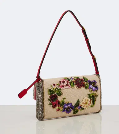 Valentino Garavani DeVain Small floral beaded shoulder bag | Thumbnail 2 Valentino Garavani DeVain Small floral beaded shoulder bag | Thumbnail 2
