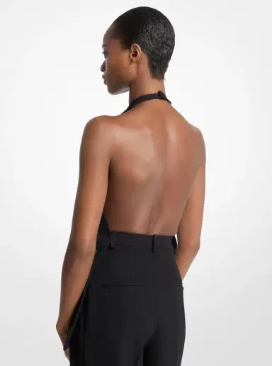 Michael Kors Collection Hand-Embroidered Paillette Wool Gabardine Halter Top in | Thumbnail 2 Michael Kors Collection Hand-Embroidered Paillette Wool Gabardine Halter Top in | Thumbnail 2