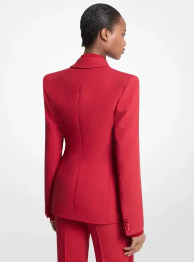 Michael Kors Collection Georgie Double Crepe Sablé Blazer in Red | Thumbnail 2 Michael Kors Collection Georgie Double Crepe Sablé Blazer in Red | Thumbnail 2