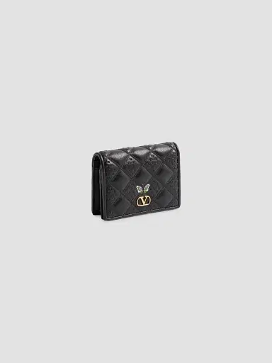 Valentino Garavani Women's Flutterby Wallet in Shiny Nappa Leather with Butterfly Embroidery - Black | Thumbnail 3 Valentino Garavani Women's Flutterby Wallet in Shiny Nappa Leather with Butterfly Embroidery - Black | Thumbnail 3