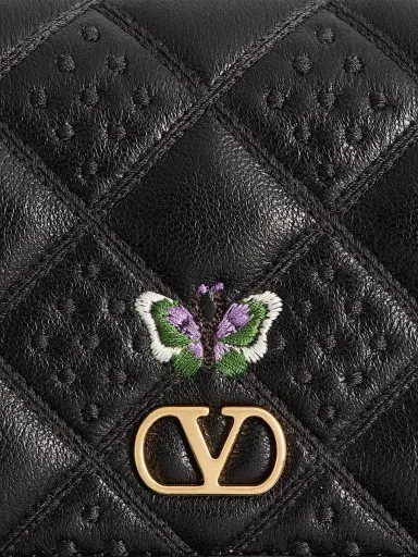 Valentino Garavani Women's Flutterby Wallet in Shiny Nappa Leather with Butterfly Embroidery - Black | Thumbnail 5 Valentino Garavani Women's Flutterby Wallet in Shiny Nappa Leather with Butterfly Embroidery - Black | Thumbnail 5