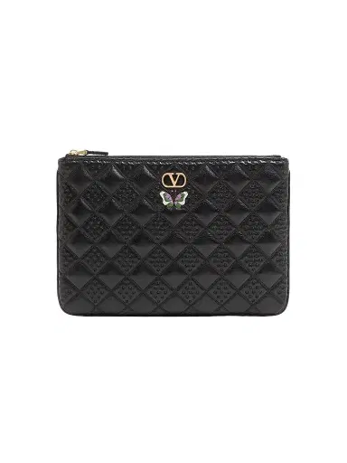 Valentino Garavani Women's Flutterby Clutch in Shiny Nappa Leather - Black | Thumbnail 1 Valentino Garavani Women's Flutterby Clutch in Shiny Nappa Leather - Black | Thumbnail 1