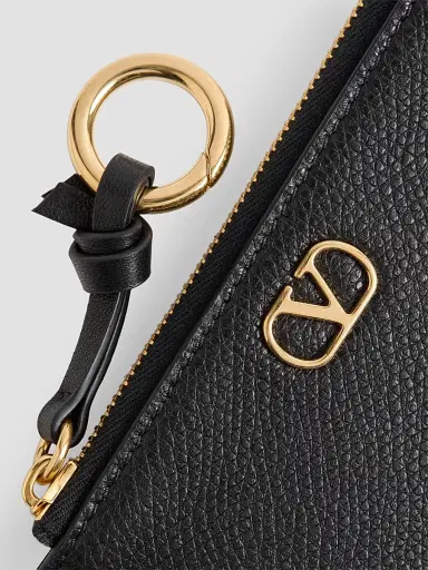 Valentino Garavani Women's Zip-Around Charm Card Holder in Grainy Calfskin - Black | Thumbnail 5 Valentino Garavani Women's Zip-Around Charm Card Holder in Grainy Calfskin - Black | Thumbnail 5