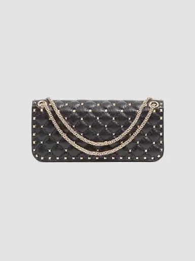Valentino Garavani Women's Rock Stud Spike Medium Shoulder Bag in Kidskin - Black | Thumbnail 2 Valentino Garavani Women's Rock Stud Spike Medium Shoulder Bag in Kidskin - Black | Thumbnail 2