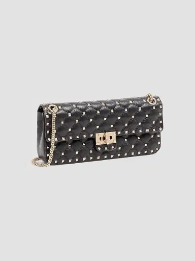 Valentino Garavani Women's Rock Stud Spike Medium Shoulder Bag in Kidskin - Black | Thumbnail 3 Valentino Garavani Women's Rock Stud Spike Medium Shoulder Bag in Kidskin - Black | Thumbnail 3