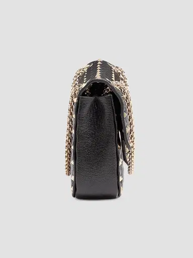 Valentino Garavani Women's Rock Stud Spike Medium Shoulder Bag in Kidskin - Black | Thumbnail 4 Valentino Garavani Women's Rock Stud Spike Medium Shoulder Bag in Kidskin - Black | Thumbnail 4