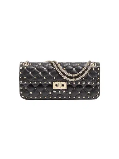 Valentino Garavani Women's Rock Stud Spike Medium Shoulder Bag in Kidskin - Black | Thumbnail 1 Valentino Garavani Women's Rock Stud Spike Medium Shoulder Bag in Kidskin - Black | Thumbnail 1