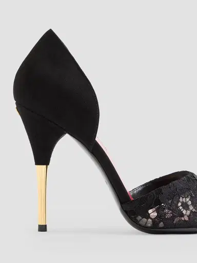 Valentino Garavani Women's Sinead Suede and Lace 105MM Pumps - Black Gold - Size 12 | Thumbnail 6 Valentino Garavani Women's Sinead Suede and Lace 105MM Pumps - Black Gold - Size 12 | Thumbnail 6