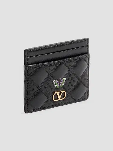 Valentino Garavani Women's Flutterby Cardholder in Shiny Nappa Leather - Black | Thumbnail 2 Valentino Garavani Women's Flutterby Cardholder in Shiny Nappa Leather - Black | Thumbnail 2