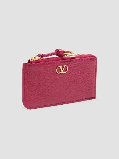 Valentino Garavani Women's Zip-Around Charm Card Holder in Grainy Calfskin - Insolent | Thumbnail 2 Valentino Garavani Women's Zip-Around Charm Card Holder in Grainy Calfskin - Insolent | Thumbnail 2