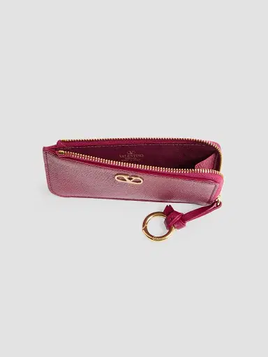 Valentino Garavani Women's Zip-Around Charm Card Holder in Grainy Calfskin - Insolent | Thumbnail 4 Valentino Garavani Women's Zip-Around Charm Card Holder in Grainy Calfskin - Insolent | Thumbnail 4