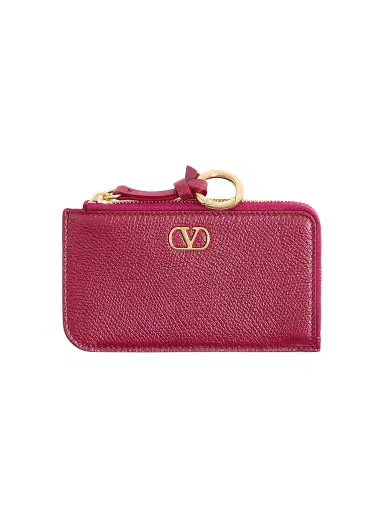 Valentino Garavani Women's Zip-Around Charm Card Holder in Grainy Calfskin - Insolent | Thumbnail 1 Valentino Garavani Women's Zip-Around Charm Card Holder in Grainy Calfskin - Insolent | Thumbnail 1