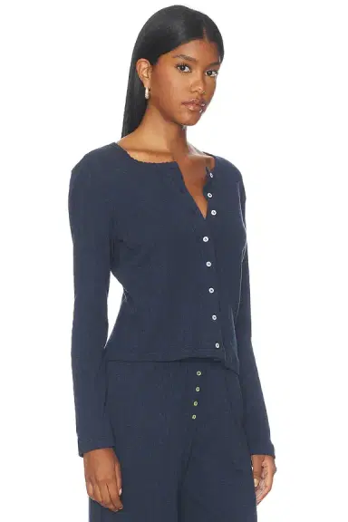 LESET Pointelle Classic Cardigan | Thumbnail 4 LESET Pointelle Classic Cardigan | Thumbnail 4