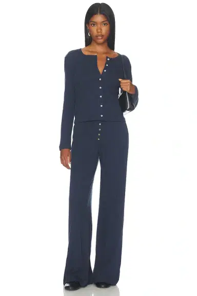 LESET Pointelle Boxer Pant in Midnight Melange | Thumbnail 2 LESET Pointelle Boxer Pant in Midnight Melange | Thumbnail 2