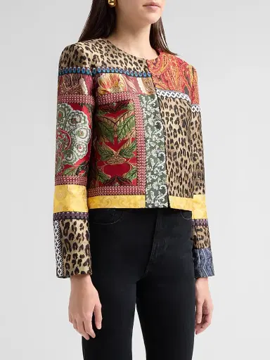 Alice + Olivia Women's Kidman Patchwork Jacket | Thumbnail 4 Alice + Olivia Women's Kidman Patchwork Jacket | Thumbnail 4
