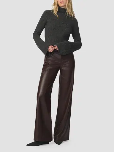 Joe's Jeans Women's Lou Lou Faux-Leather Wide-Leg Jeans - Dark Chocolate - Size 25 | Thumbnail 2 Joe's Jeans Women's Lou Lou Faux-Leather Wide-Leg Jeans - Dark Chocolate - Size 25 | Thumbnail 2