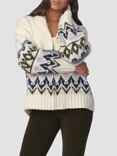 Joe's Jeans Women's The Inga Fair Isle-Style Cardigan - Ecru Multi Fair - Size XS | Thumbnail 4 Joe's Jeans Women's The Inga Fair Isle-Style Cardigan - Ecru Multi Fair - Size XS | Thumbnail 4