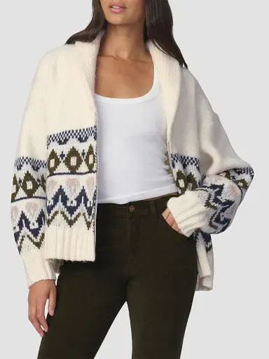 Joe's Jeans Women's The Inga Fair Isle-Style Cardigan - Ecru Multi Fair - Size XS | Thumbnail 6 Joe's Jeans Women's The Inga Fair Isle-Style Cardigan - Ecru Multi Fair - Size XS | Thumbnail 6