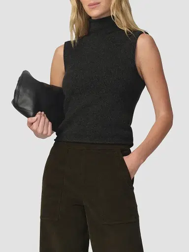 Joe's Jeans Women's The Stevie Sleeveless Rolled Neck Sweater - Charcoal - Size XS | Thumbnail 4 Joe's Jeans Women's The Stevie Sleeveless Rolled Neck Sweater - Charcoal - Size XS | Thumbnail 4
