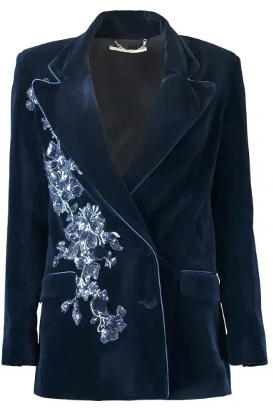 Borgo de Nor Quinn Velvet Jacket - Blue | Thumbnail 1 Borgo de Nor Quinn Velvet Jacket - Blue | Thumbnail 1