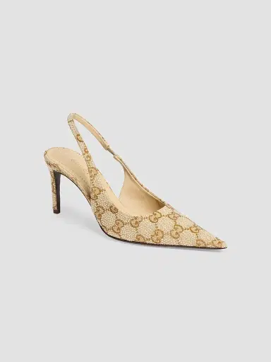 Gucci Women's Donna 80MM Embellished GG Slingback Pumps - Vintage Sand - Size 8.5 | Thumbnail 2 Gucci Women's Donna 80MM Embellished GG Slingback Pumps - Vintage Sand - Size 8.5 | Thumbnail 2