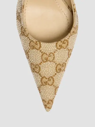 Gucci Women's Donna 80MM Embellished GG Slingback Pumps - Vintage Sand - Size 8.5 | Thumbnail 4 Gucci Women's Donna 80MM Embellished GG Slingback Pumps - Vintage Sand - Size 8.5 | Thumbnail 4