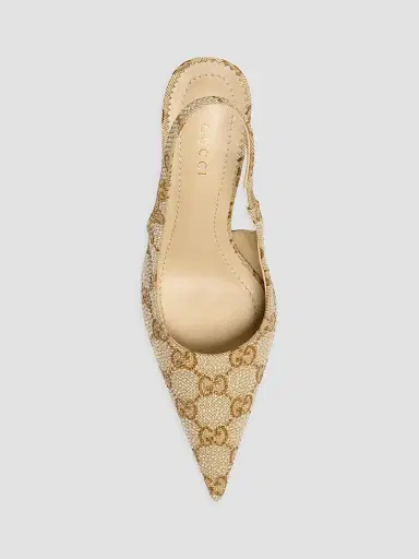 Gucci Women's Donna 80MM Embellished GG Slingback Pumps - Vintage Sand - Size 8.5 | Thumbnail 5 Gucci Women's Donna 80MM Embellished GG Slingback Pumps - Vintage Sand - Size 8.5 | Thumbnail 5