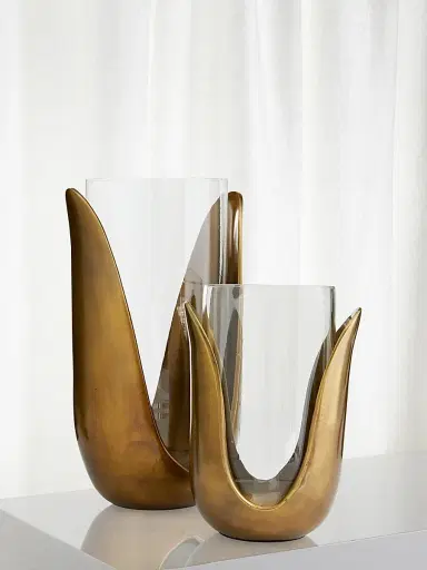 Arteriors Sonia 2-Piece Aluminum & Glass Tulip Vases Set | Thumbnail 4 Arteriors Sonia 2-Piece Aluminum & Glass Tulip Vases Set | Thumbnail 4