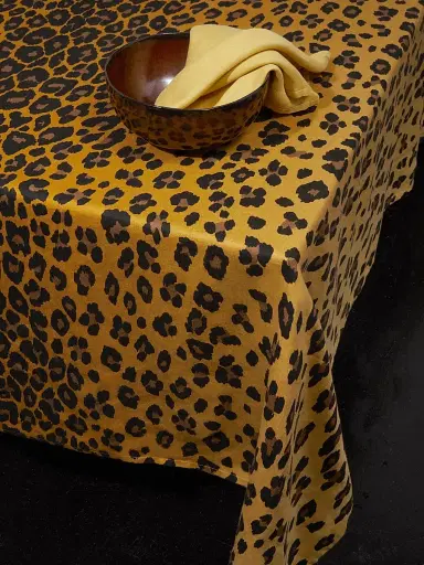 L'Objet Leopard Linen Sateen Tablecloth | Thumbnail 3 L'Objet Leopard Linen Sateen Tablecloth | Thumbnail 3