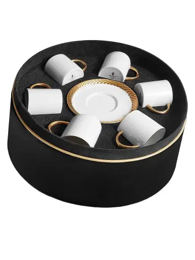 L'Objet Seven-Piece Corde Porcelain Espresso and Saucer Set | Thumbnail 1 L'Objet Seven-Piece Corde Porcelain Espresso and Saucer Set | Thumbnail 1