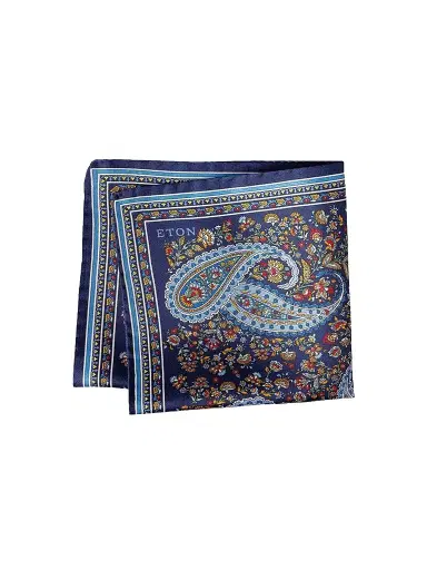 Eton Men's Paisley Silk Twill Pocket Square | Thumbnail 1 Eton Men's Paisley Silk Twill Pocket Square | Thumbnail 1