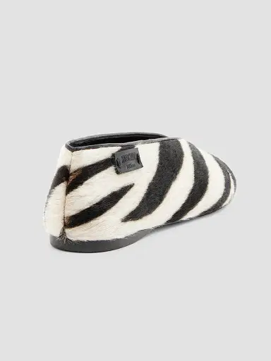 MOSCHINO Women's Duck Zebra-Print Calf Hair Ballerina Flats | Thumbnail 3 MOSCHINO Women's Duck Zebra-Print Calf Hair Ballerina Flats | Thumbnail 3