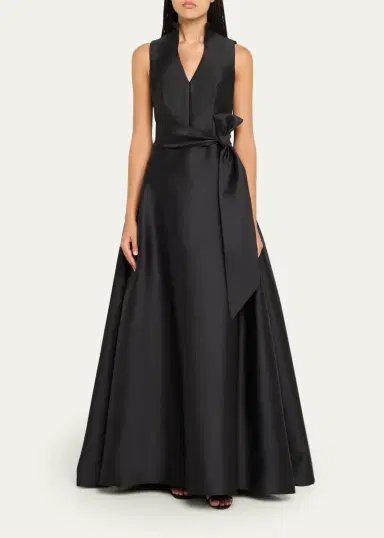 Carolina Herrera Satin V-Neck Gown | Thumbnail 2 Carolina Herrera Satin V-Neck Gown | Thumbnail 2