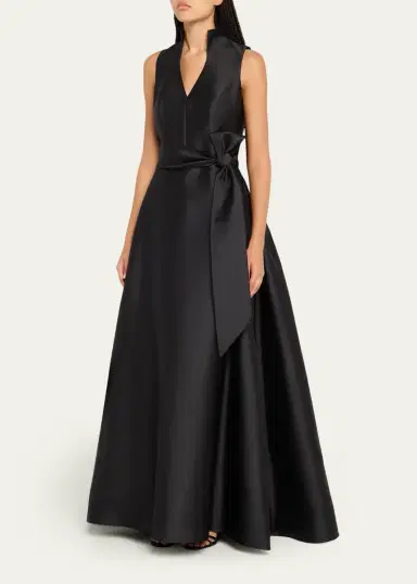 Carolina Herrera Satin V-Neck Gown | Thumbnail 4 Carolina Herrera Satin V-Neck Gown | Thumbnail 4