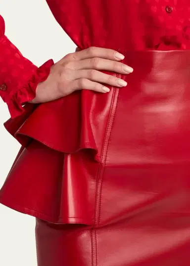 Valentino Garavani Ruffle Nappa Leather Pencil Skirt | Thumbnail 4 Valentino Garavani Ruffle Nappa Leather Pencil Skirt | Thumbnail 4