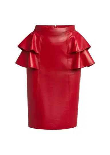 Valentino Garavani Ruffle Nappa Leather Pencil Skirt | Thumbnail 1 Valentino Garavani Ruffle Nappa Leather Pencil Skirt | Thumbnail 1