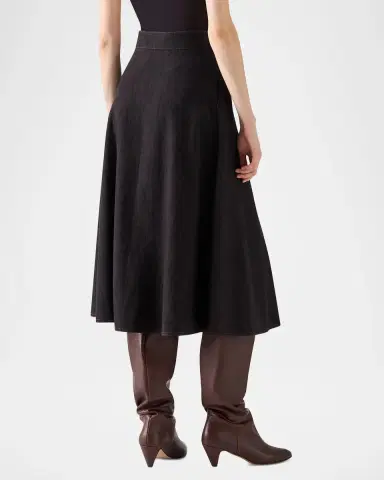 Akris punto Button-Front Cotton Denim Midi Skirt | Thumbnail 2 Akris punto Button-Front Cotton Denim Midi Skirt | Thumbnail 2