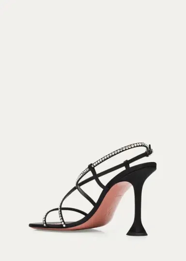 Amina Muaddi 95mm Crystal Satin Strappy Sandals | Thumbnail 2 Amina Muaddi 95mm Crystal Satin Strappy Sandals | Thumbnail 2