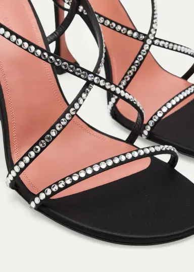 Amina Muaddi 95mm Crystal Satin Strappy Sandals | Thumbnail 3 Amina Muaddi 95mm Crystal Satin Strappy Sandals | Thumbnail 3