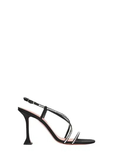 Amina Muaddi 95mm Crystal Satin Strappy Sandals | Thumbnail 1 Amina Muaddi 95mm Crystal Satin Strappy Sandals | Thumbnail 1