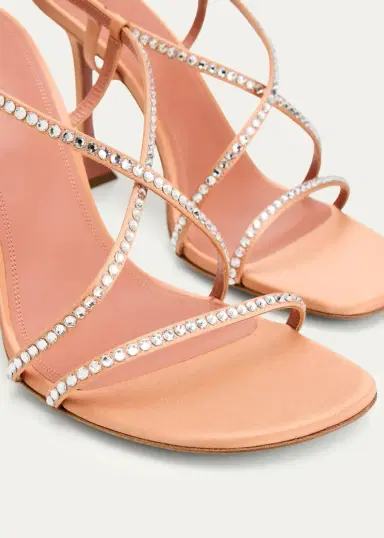 Amina Muaddi Sally 95MM Crystal-Embellished Silk Sandals | Thumbnail 3 Amina Muaddi Sally 95MM Crystal-Embellished Silk Sandals | Thumbnail 3