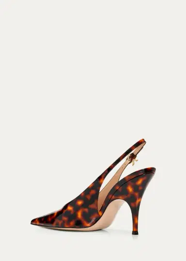 Gianvito Rossi 95mm Sofia Tortoiseshell Patent Leather Slingback Pumps | Thumbnail 2 Gianvito Rossi 95mm Sofia Tortoiseshell Patent Leather Slingback Pumps | Thumbnail 2