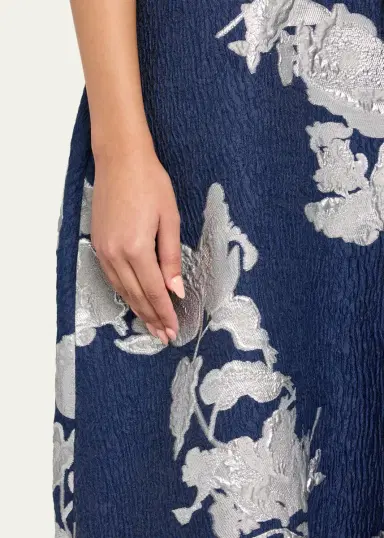 Rickie Freeman for Teri Jon Metallic Floral Jacquard Shirt Gown | Thumbnail 9 Rickie Freeman for Teri Jon Metallic Floral Jacquard Shirt Gown | Thumbnail 9
