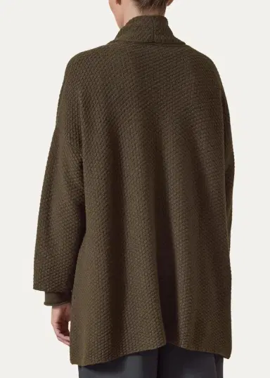 Eskandar A-Line Scrunch Shawl Collar Cardigan - Long Length | Thumbnail 3 Eskandar A-Line Scrunch Shawl Collar Cardigan - Long Length | Thumbnail 3